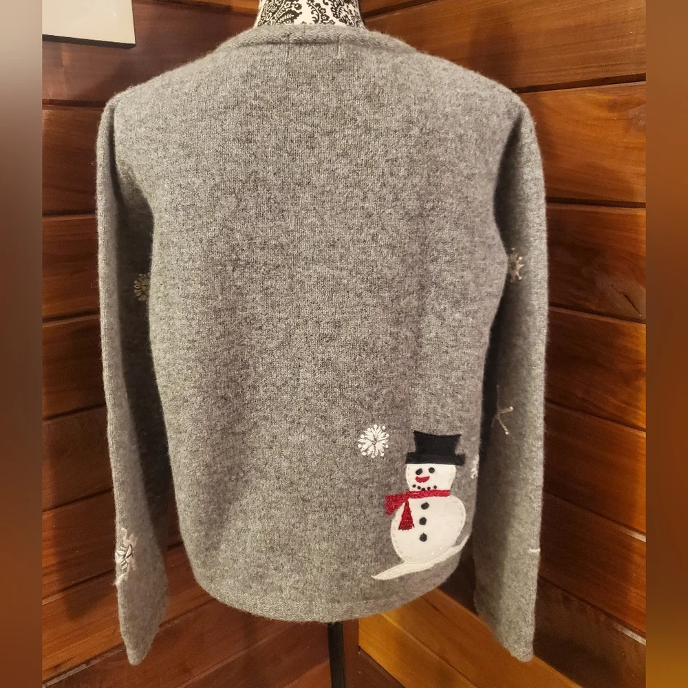 Northern Isles Wool Snowman Snowflake Holiday Sweater Large - Picture 5 of 8